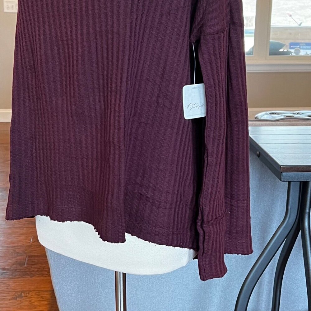NWT Free People Sweater XS Oversized Cowl Neck Draped Tunic Top Date Night Wine - Picture 8 of 13